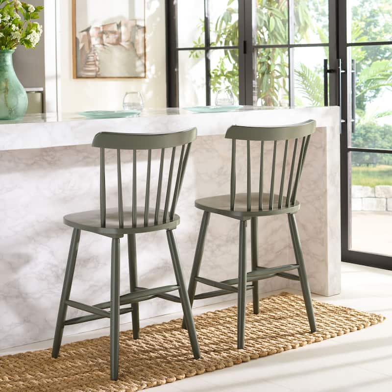 SAFAVIEH Arra 24-inch Spindle Farmhouse Counter Stool (Set of 2) - 19.9" x 20.1" x 43.1" - 20"W x 20"D x 38"H