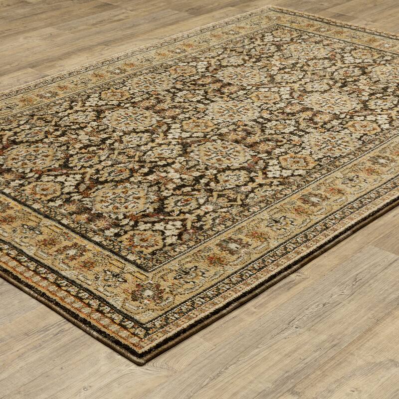 Style Haven Adalynn Bordered Traditional Brown/ Gold Area Rug