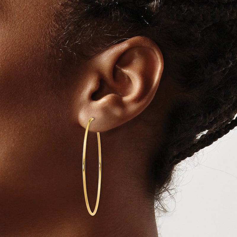 Curata 14k Yellow Gold Polished 1.25x45mm Endless Hoop Earrings