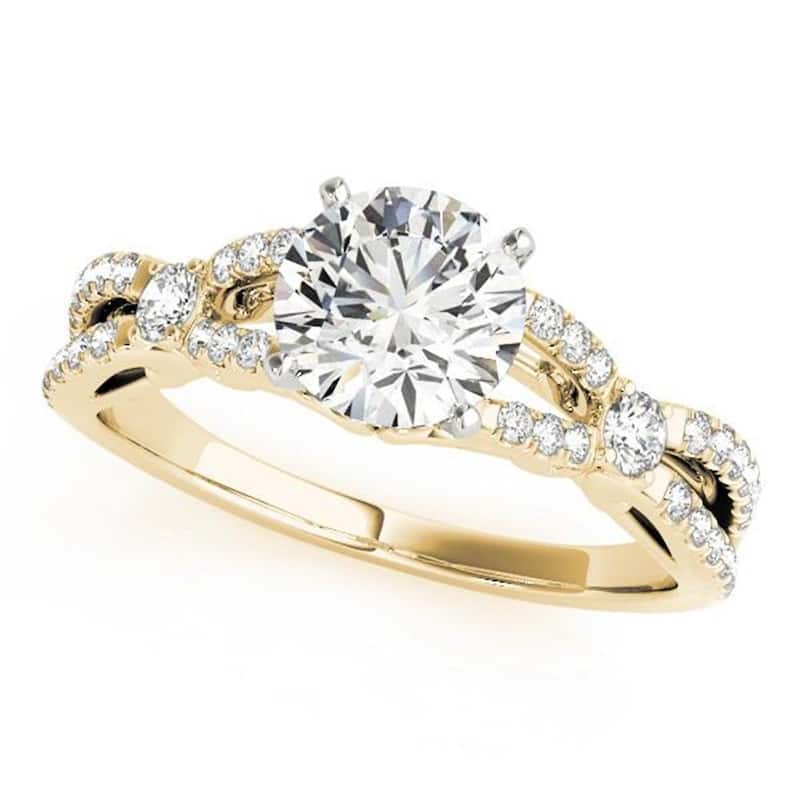 Auriya 14k Gold 1ctw Braided Moissanite and Diamond Engagement Ring 1/4ctw TDW - Yellow - 6.5
