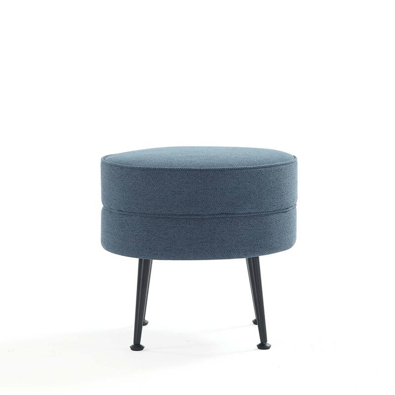 Upholstered Accent Ottoman with Metal Legs Mid Century Modern Design