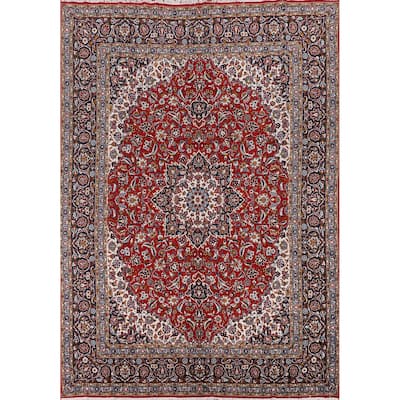 Floral Red Kashan Turkish Area Rug Machine Made Carpet - 9'6" x 12'6"