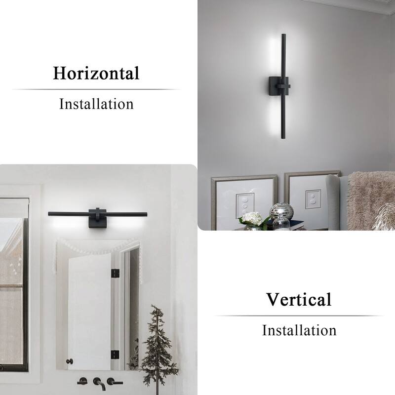 Matte Black/Gold Finish Integrated LED Wall Sconce Vanity Light Bar
