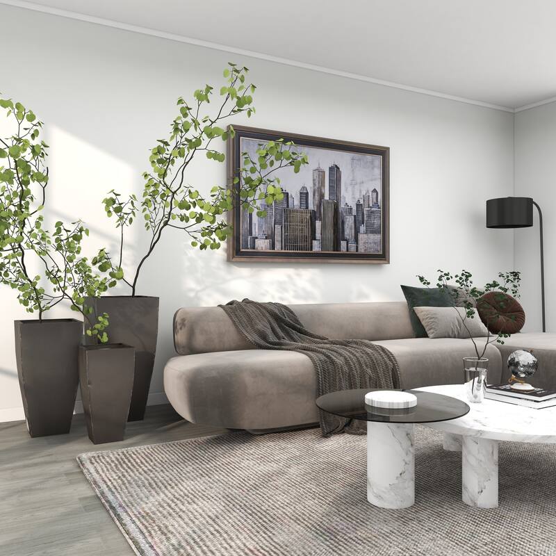 Gray or Dark Gray Metal Indoor Outdoor Light Weight Planter with Tapered Base and Polished Exterior (Set of 3)