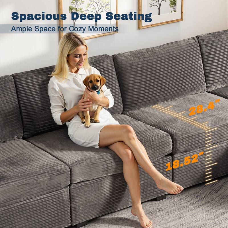 XIZZI Modular Sectional Sofa Chaise Couch with Ottoman