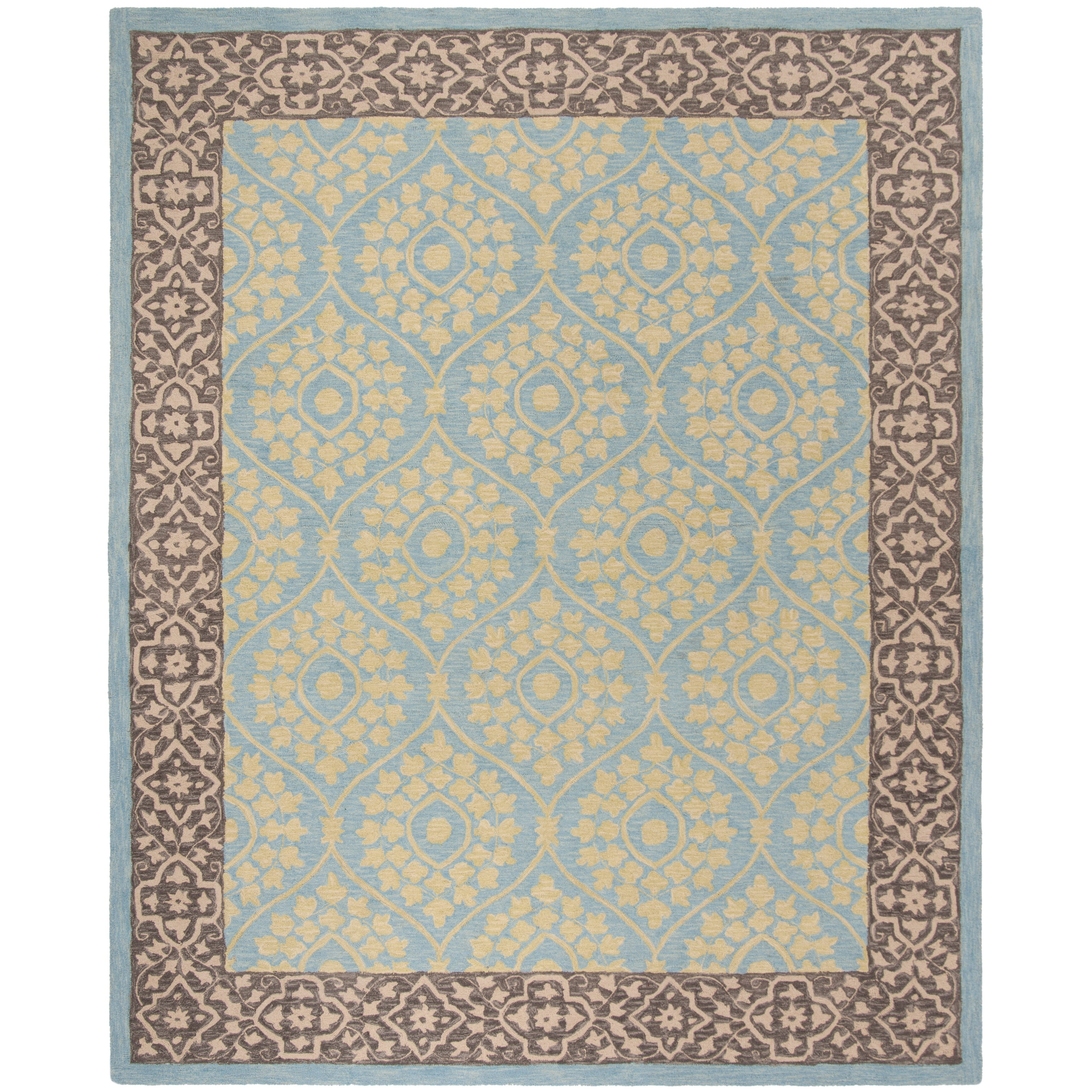 2' x 3' Chocolate Yellow Safavieh Suzani Collection SZN104A Hand-Hooked Boho Premium Wool Accent Rug 