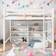 preview thumbnail 1 of 13, Multi-Functional Full Size Loft Bed with 8 Open Storage Shelves and Built-in Ladder, Space Saving, Solid Construction, White White