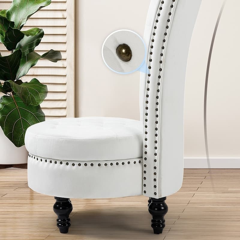 Velvet High-Back Storage Chair - Royal Accent Armless Chair for Living Room & Bedroom, 330lbs Weight Capacity