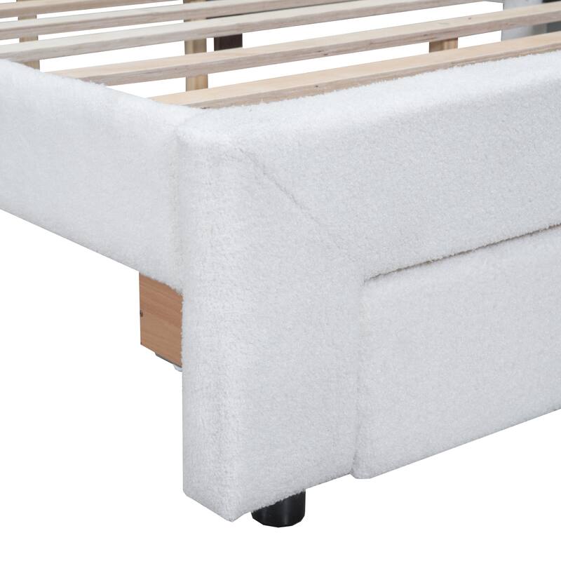 Queen Size Upholstered Platform Bed with Drawer