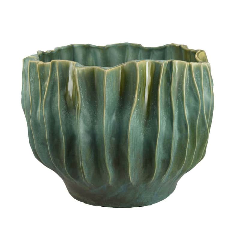 Esam Decorative Planter, Textured Ceramic Body, 19 Inch Dark Blue