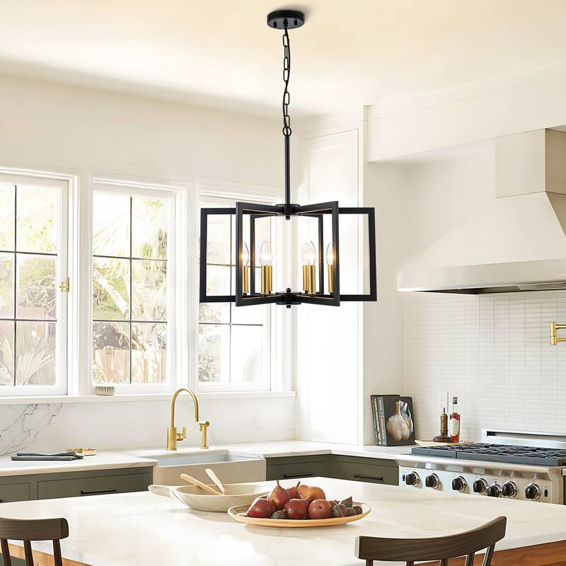 Starsky 6-Light 21in. Modern Farmhouse Unique Ceiling Lights Geometric Lantern Chandelier