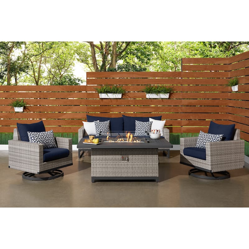 Milo Grey 4 Piece Sunbrella Outdoor Patio Motion Fire Set