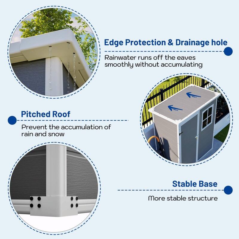 5' x 3' Resin Outdoor Storage Shed with Floor, Waterproof Lockable Tool Shed with Window for Backyard, Patio or Garden