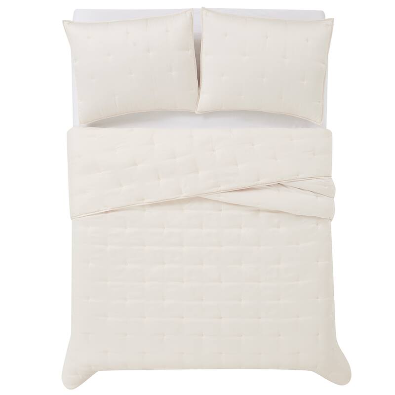 Badgley Mischka Home Tufted Matte Satin Quilt Set
