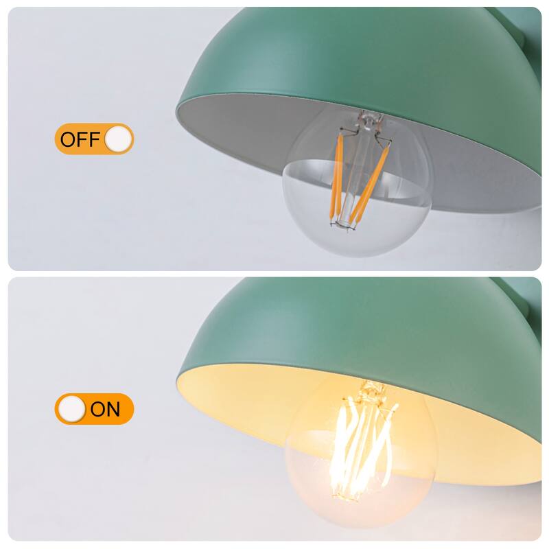 Contemporary 1-Light Dome Macaron Wall Sconce Barn Light - Green - H6.3" × W5.9" × D8.1"