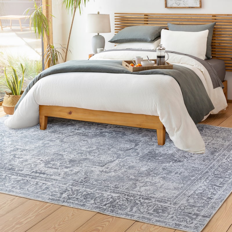 Livabliss Irina Traditional Medallion Machine Washable Area Rug - Grey - 8' 10" x 12'