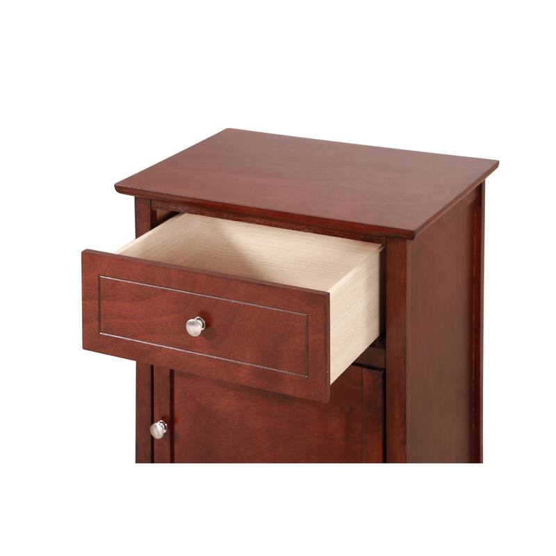 1-Drawer Cherry Nightstand with Modern Classic Design and Storage, 25 Inch Versatile Bedroom Side Table