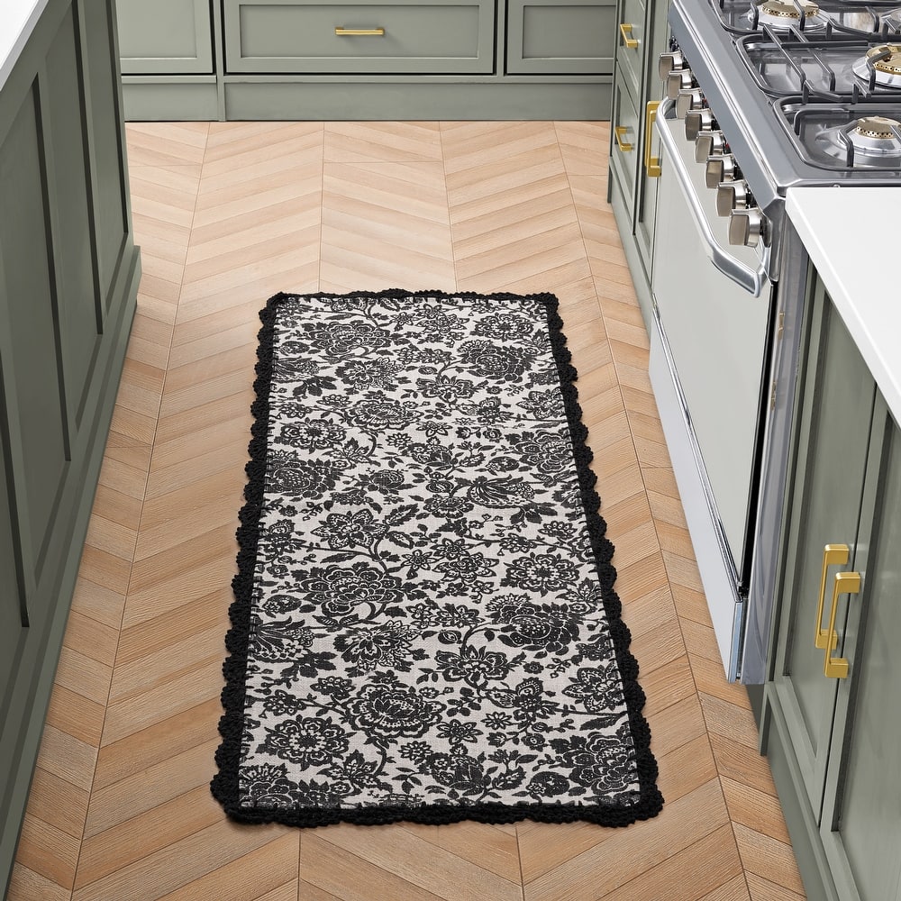 Laura Ashley Cotton Slub Crochet Border Rugs