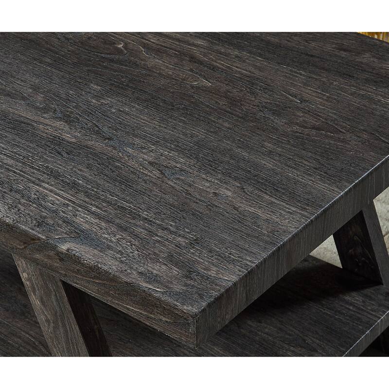 48" Modern Rectangular Coffee Table with Storage Shelf and Splayed Legs for Living Room