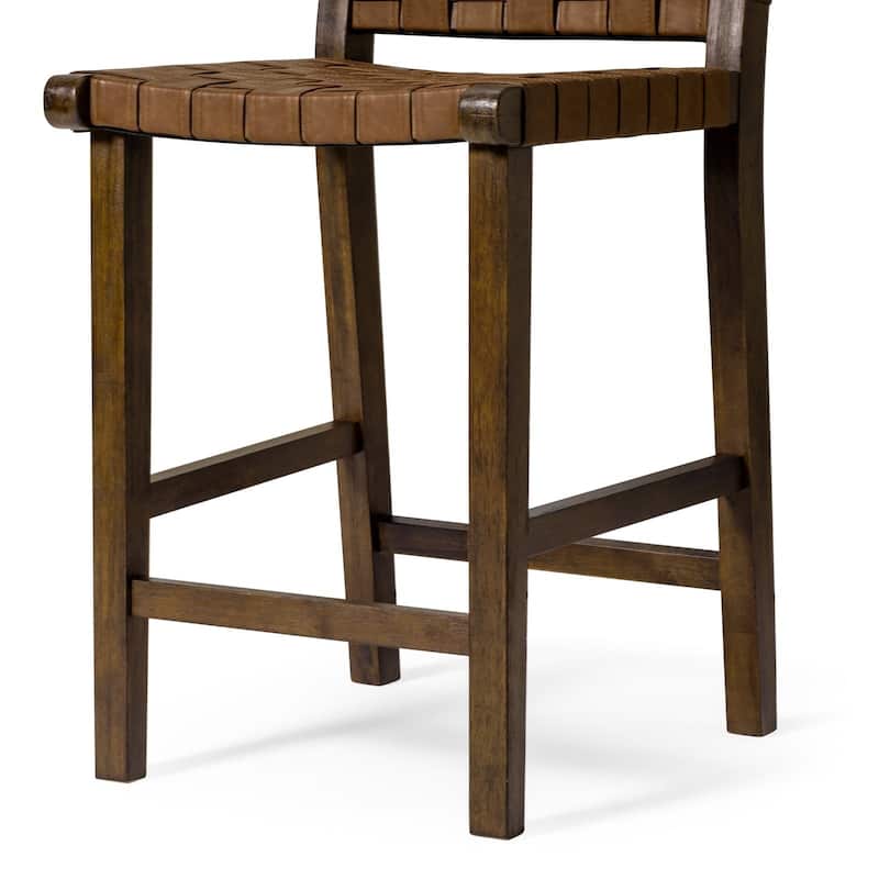 Maven Lane Noah Kitchen Dining Stool with Vegan Leather