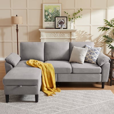 Modern Sectional Sofa Couch L Shaped with Removable Armrest, Convertible Couch with Reversible Ottoman for Living Room