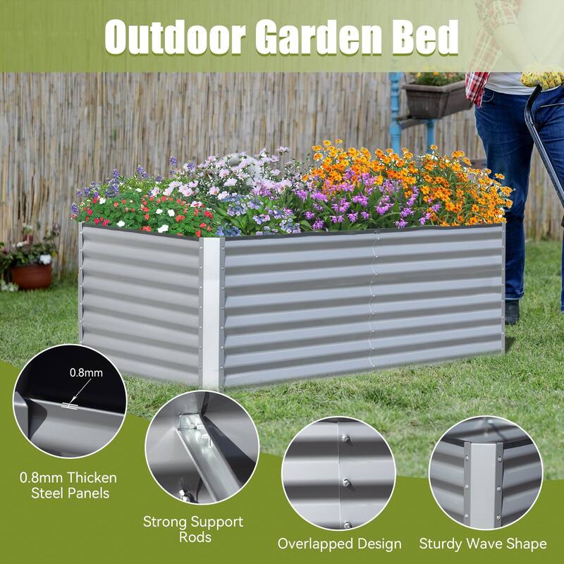 6x3x2ft Galvanized Raised Garden Bed, Planter Garden Boxes Large Metal Planter Box for Gardening Vegetables Fruits Flowers