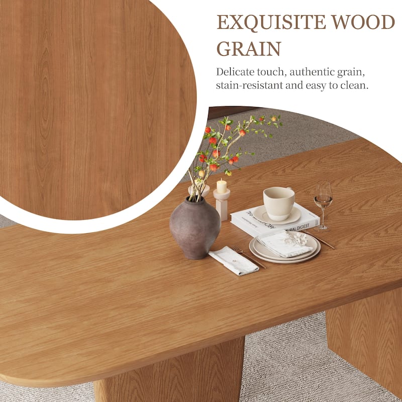 78.74" Mid Century Modern Black/ Brown Dining Table, Rectangular Dining Table ,Solid Wood for 6-8