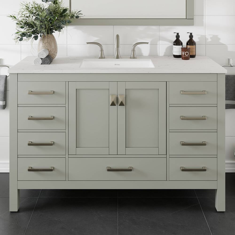 Eviva Aberdeen 54"W Bath Vanity with Carrara Quartz Top