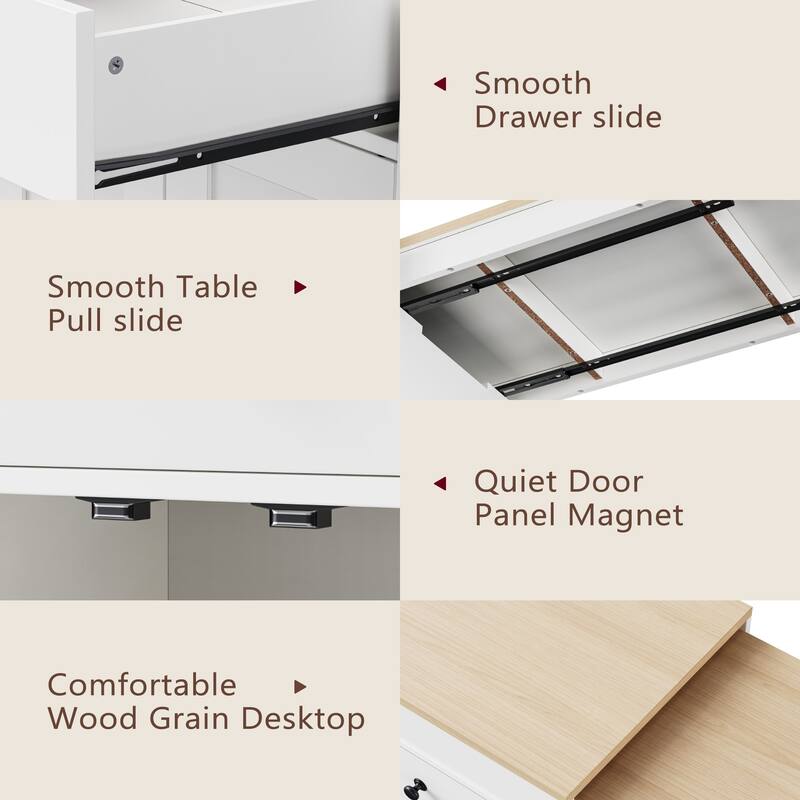 74.5″ Rolling Kitchen Island Cart with Extendable Table, Spice Rack & 2 Drawers