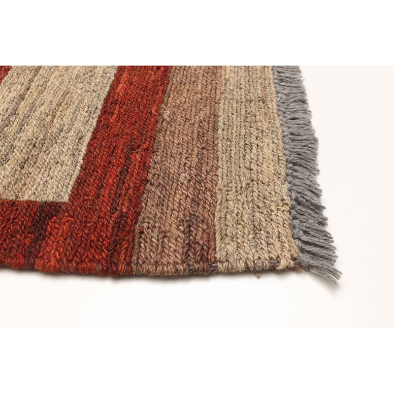 ECARPETGALLERY Flat-Weave Natural Khaki Wool Tapestry Kilim - 2'8 x 8'10