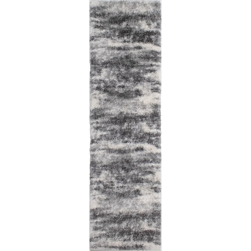 Noori Rug Lux Madison Abstract 2-Inch Shag Area Rug - 2'6" x 8'0" - Charcoal/Grey