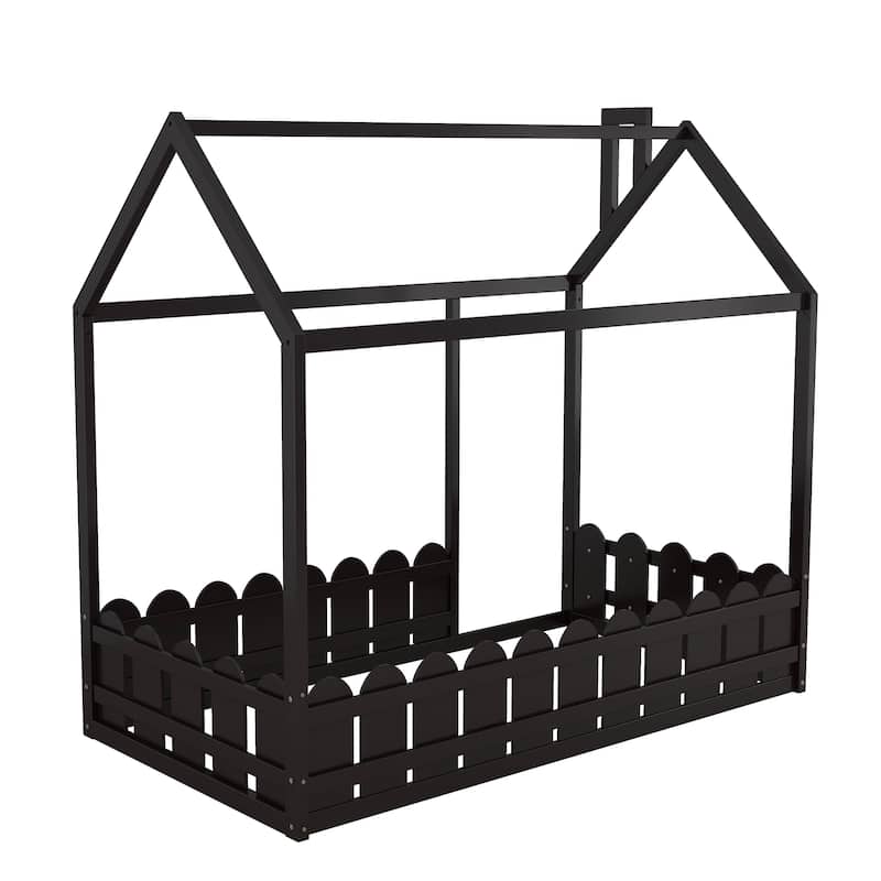 Twin Pinewood Playhouse Bed Frame with Roof