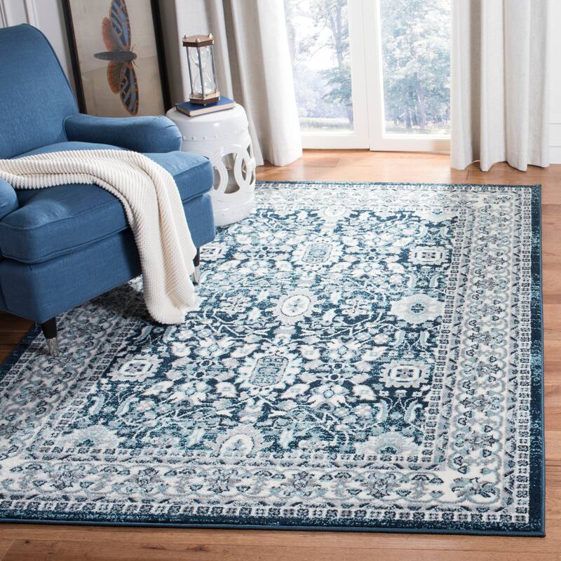 SAFAVIEH Madison Cyprienne Vintage Boho Oriental Rug - 3' x 5' - Cream/Navy - Rectangle