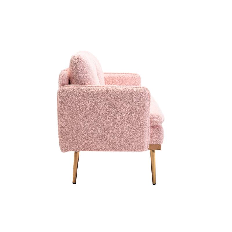 Polyester Upholstered Living Room loveseats sofa With Golden Legs
