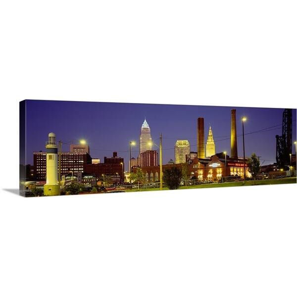 Shop Buildings Lit Up At Night Cleveland Ohio Canvas Wall Art Overstock 16871305
