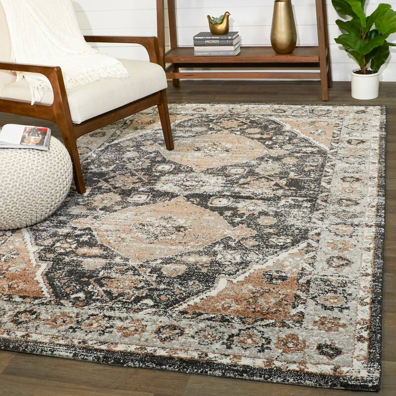 Dion Vintage Medallion Area Rug - 5'3" x 7' - Burnt Orange - Rectangle