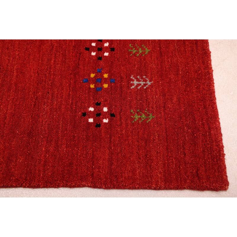 ECARPETGALLERY Hand Loomed Kashkuli Gabbeh Red Wool Rug - 4'11 x 7'9