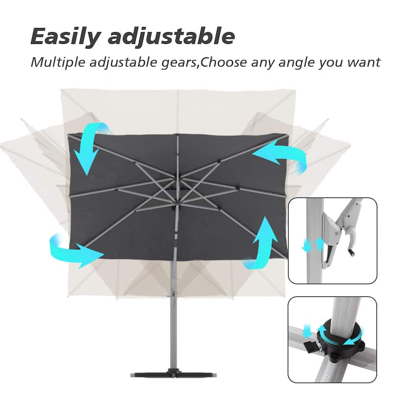 10 ft Aluminum Crank-lift Cantilever Patio Umbrella