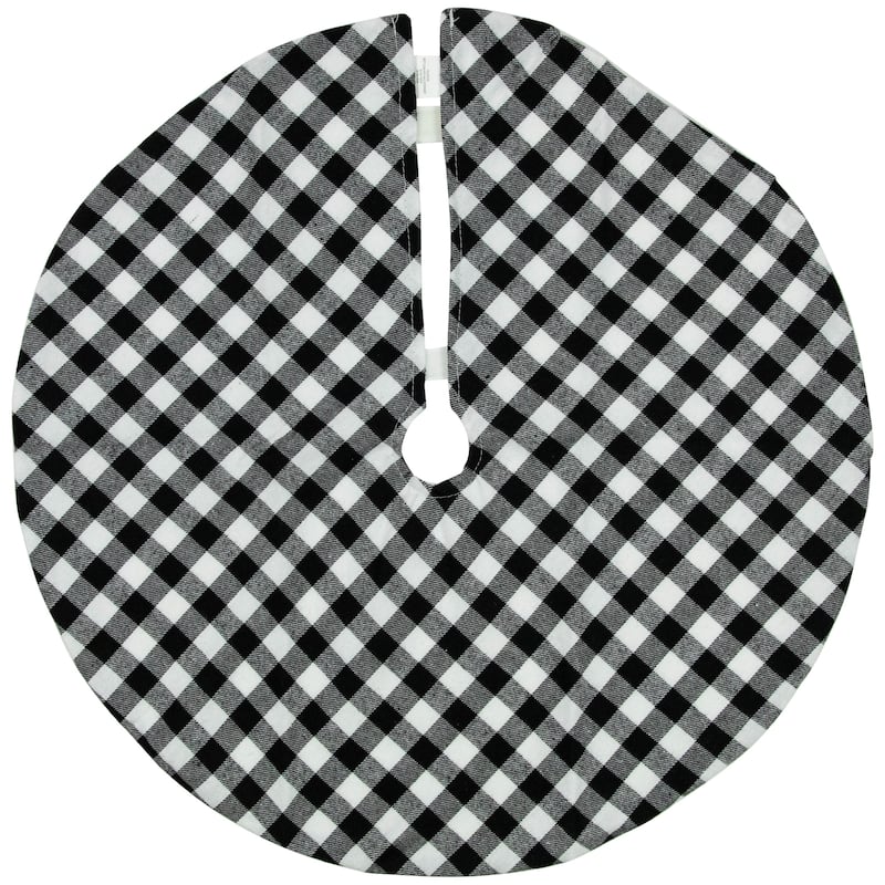20" White and Black Buffalo Plaid Mini Christmas Tree Skirt - 20