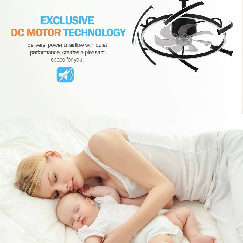 Oaks Aura DeClue 24in. 6 DIY-Shape Smart Ceiling Fan with Light,Cyberpunk Futuristic 6-Speed Quiet Ceiling Fan w/ Remote