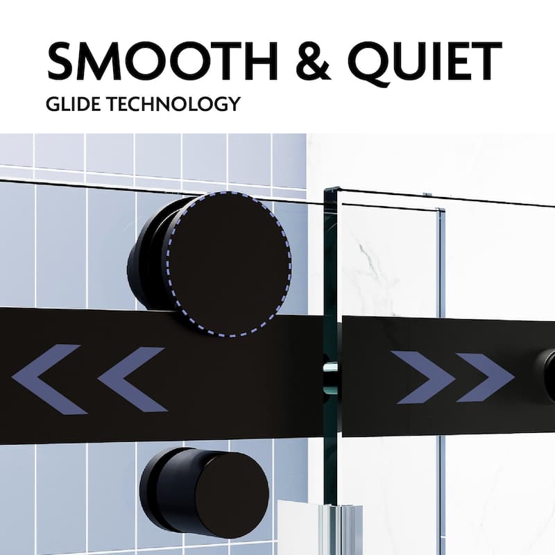 Glassic SI Series 44" - 48" W x 75" H Contemporary Frameless Single Sliding Shower Doors With 3/8" Clear Tempered Glass