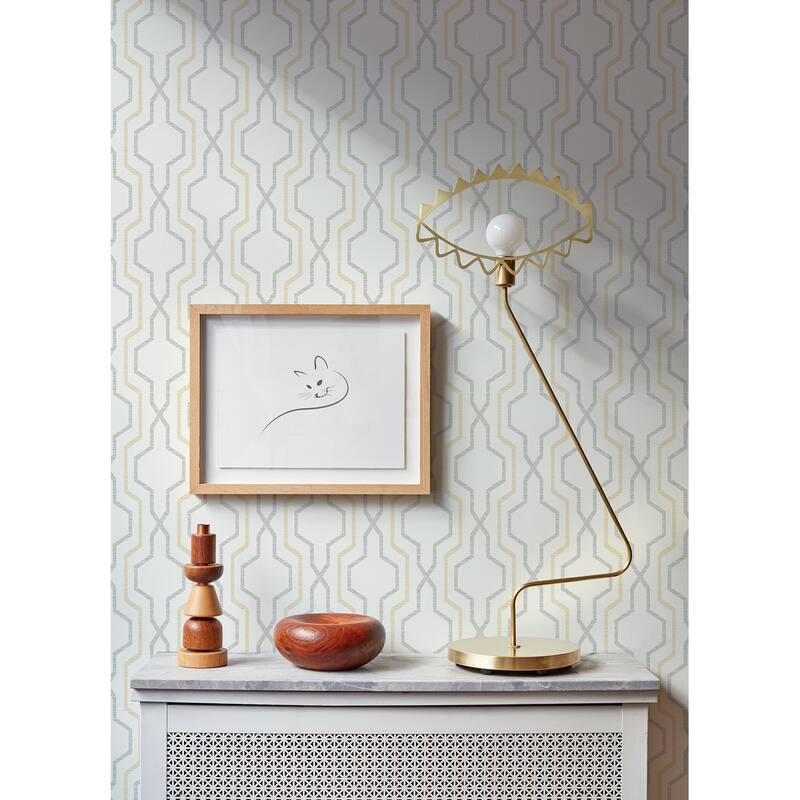 A-Street Prints Rion Yellow Trellis Wallpaper