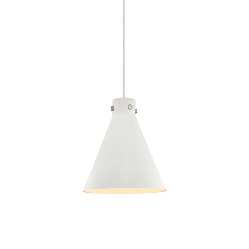 Innovations Lighting 410-1PL-16-14 Newton Cone Pendant Newton Cone 14" - Satin Nickel / White