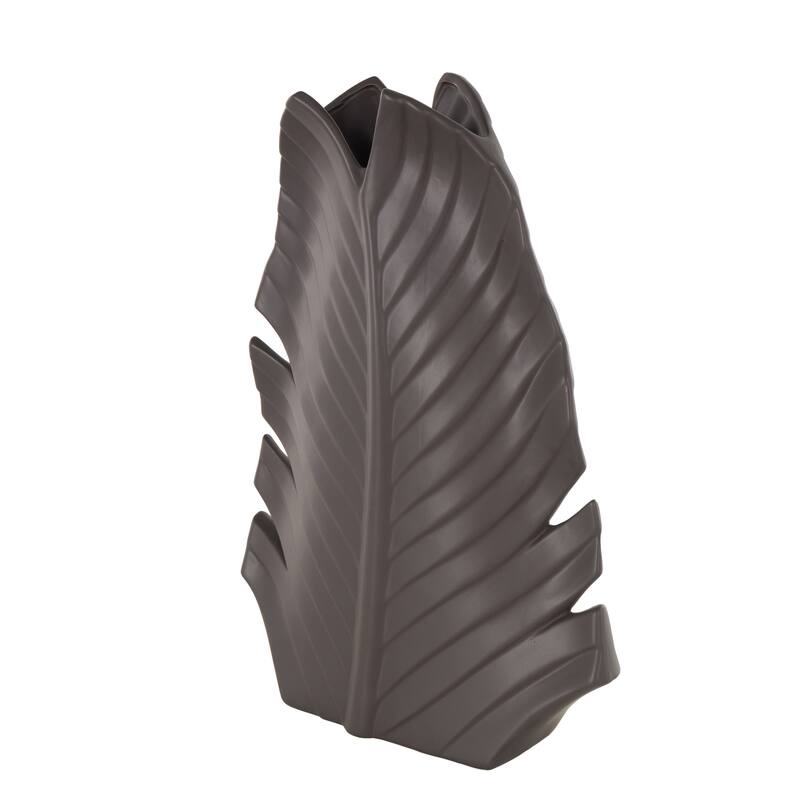 Black or White Ceramic Palm Leaf Decorative Vase
