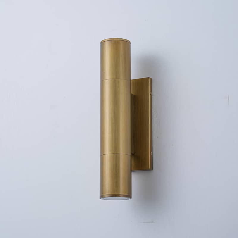4.5" Modern Black/Gold Cylinder Integrated LED 3000K Up and Down Waterproof Outdoor Wall Armed Sconce