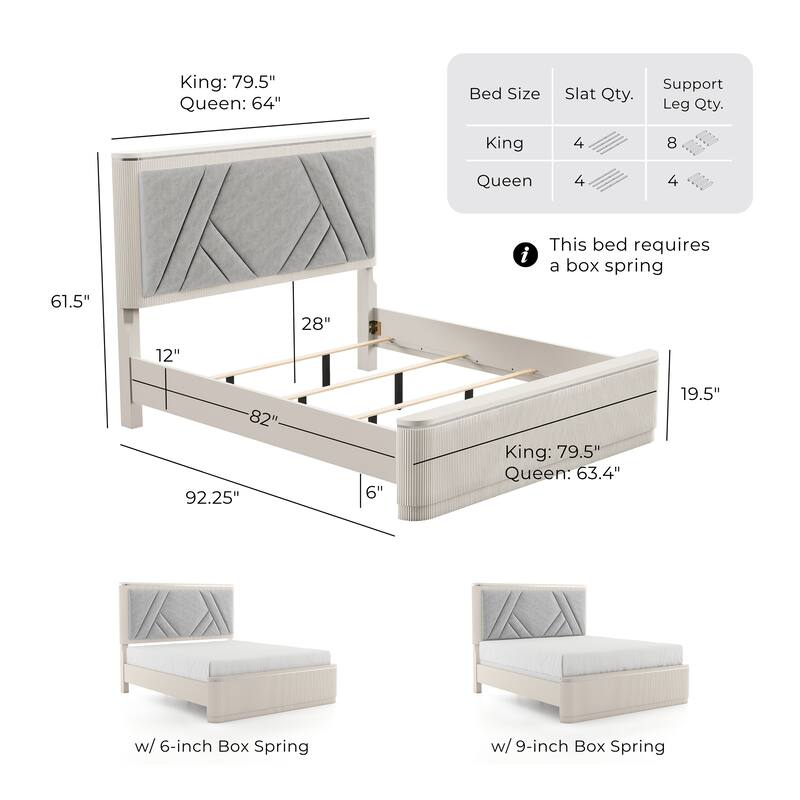 Furniture of America Leander Modern 4-Piece Light Grey Panel Bedroom Set