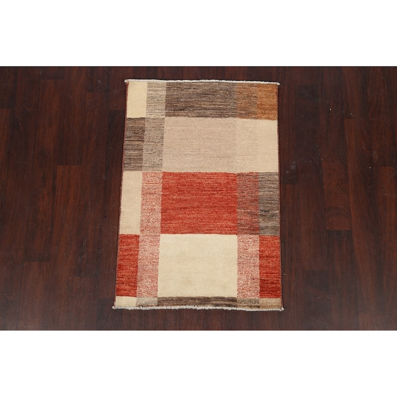 Modern Gabbeh Kashkoli Oriental Area Rug Wool Handmade Foyer Carpet - 2'7" x 3'8"