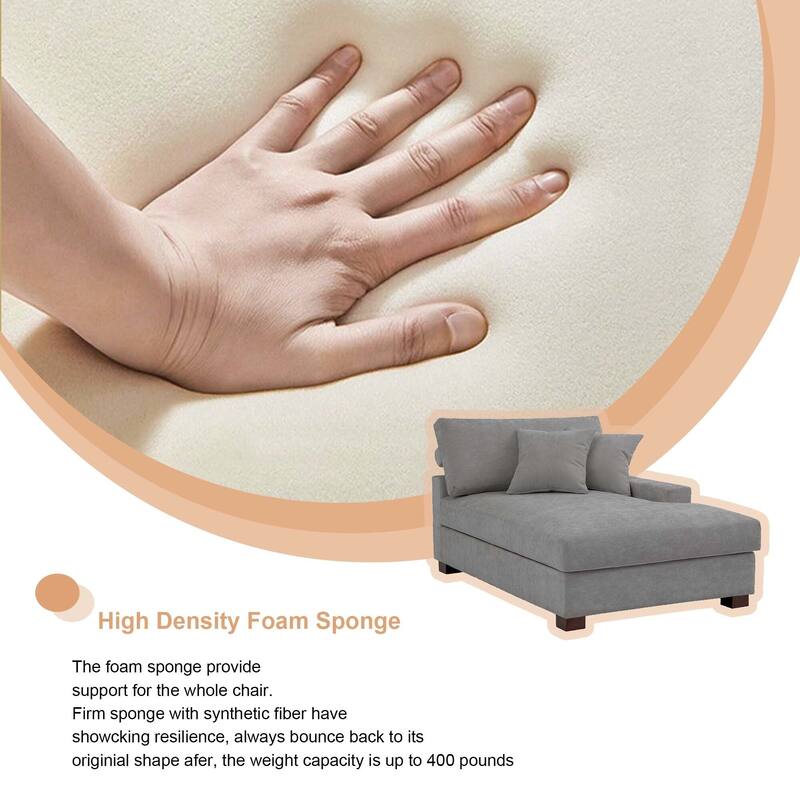 Oversized Chenille Modular Chaise Lounge With Deep Seat