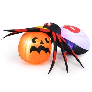 Costway 5 x 4.6 ft Inflatable Spider w/ Pumpkin LED Lighted Halloween - See Details