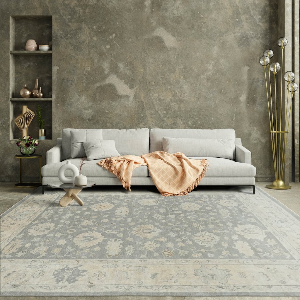 LoomBloom Multi Size Hand Knotted Turkish Oushak Gray Wool Area Rug